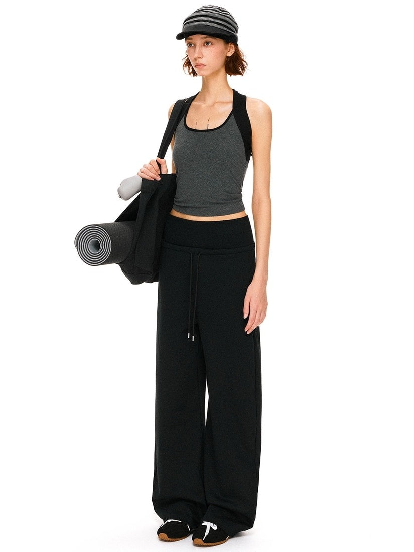 kvkv High Stretch Slim U Neck Strappy Yoga Women Cotton Blend Black Gray Tank Tops