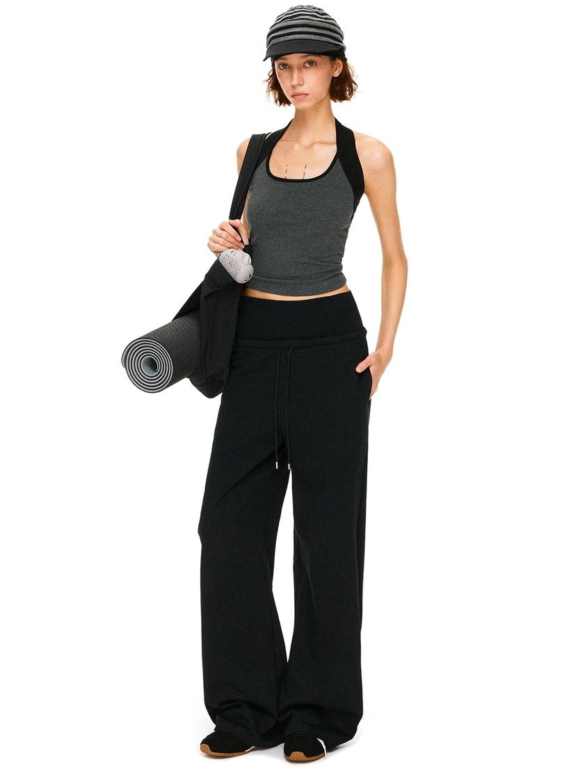 kvkv High Stretch Slim U Neck Strappy Yoga Women Cotton Blend Black Gray Tank Tops