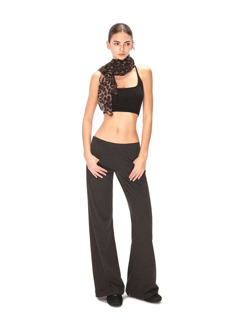 kvkv High Waist Cotton Blend Sporty Flare With Pockets Women Dark Gray Pants