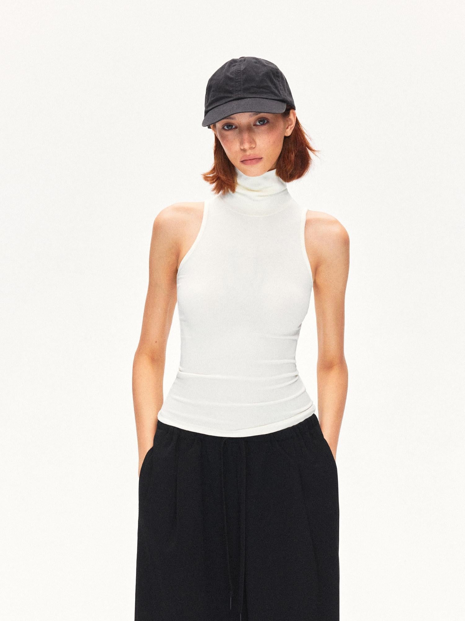kvkv Ivory High Neck Shoulder Cutout Women&