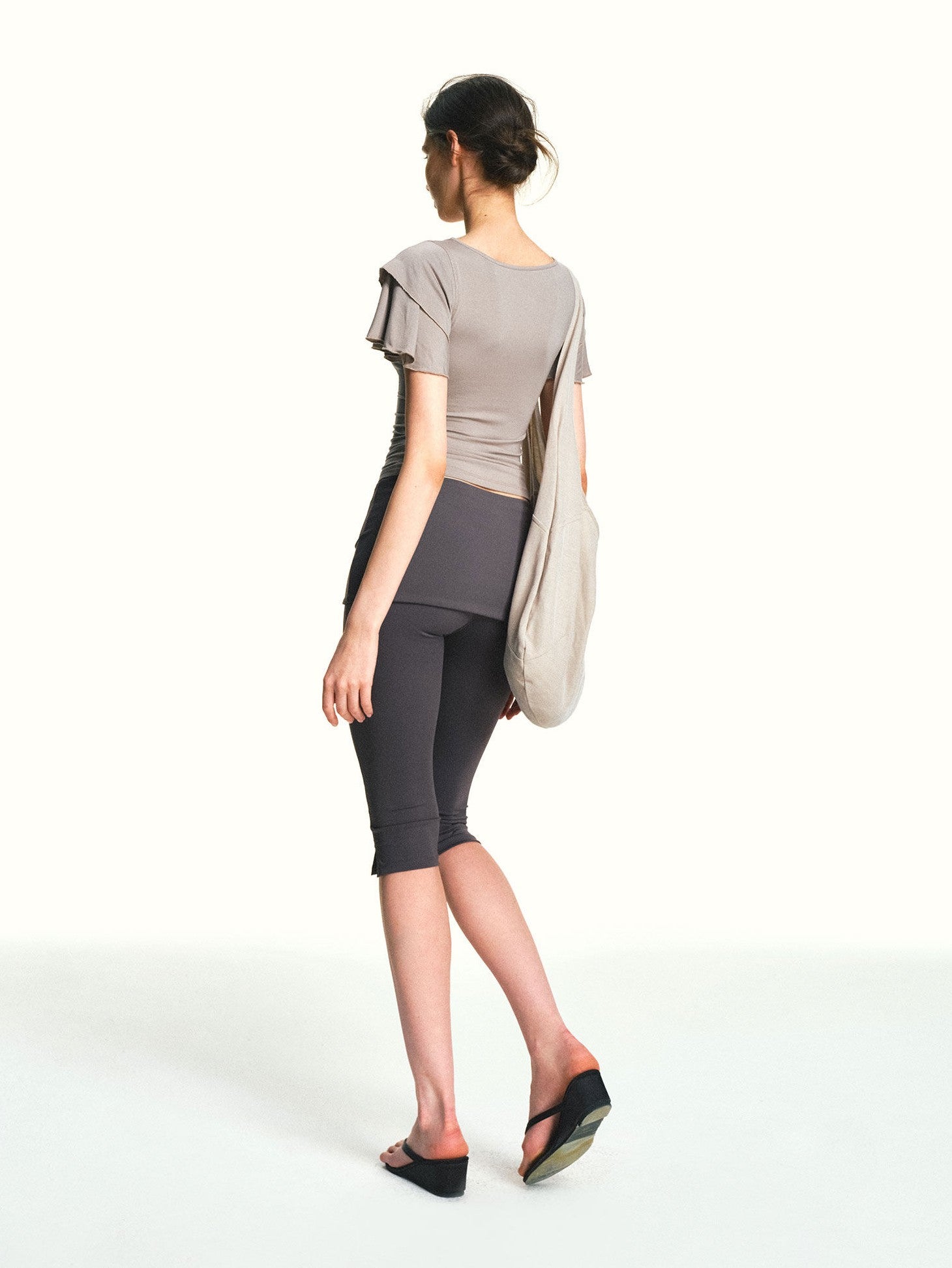 kvkv Khaki Double Layer Ruffle Sleeve Knit Women&