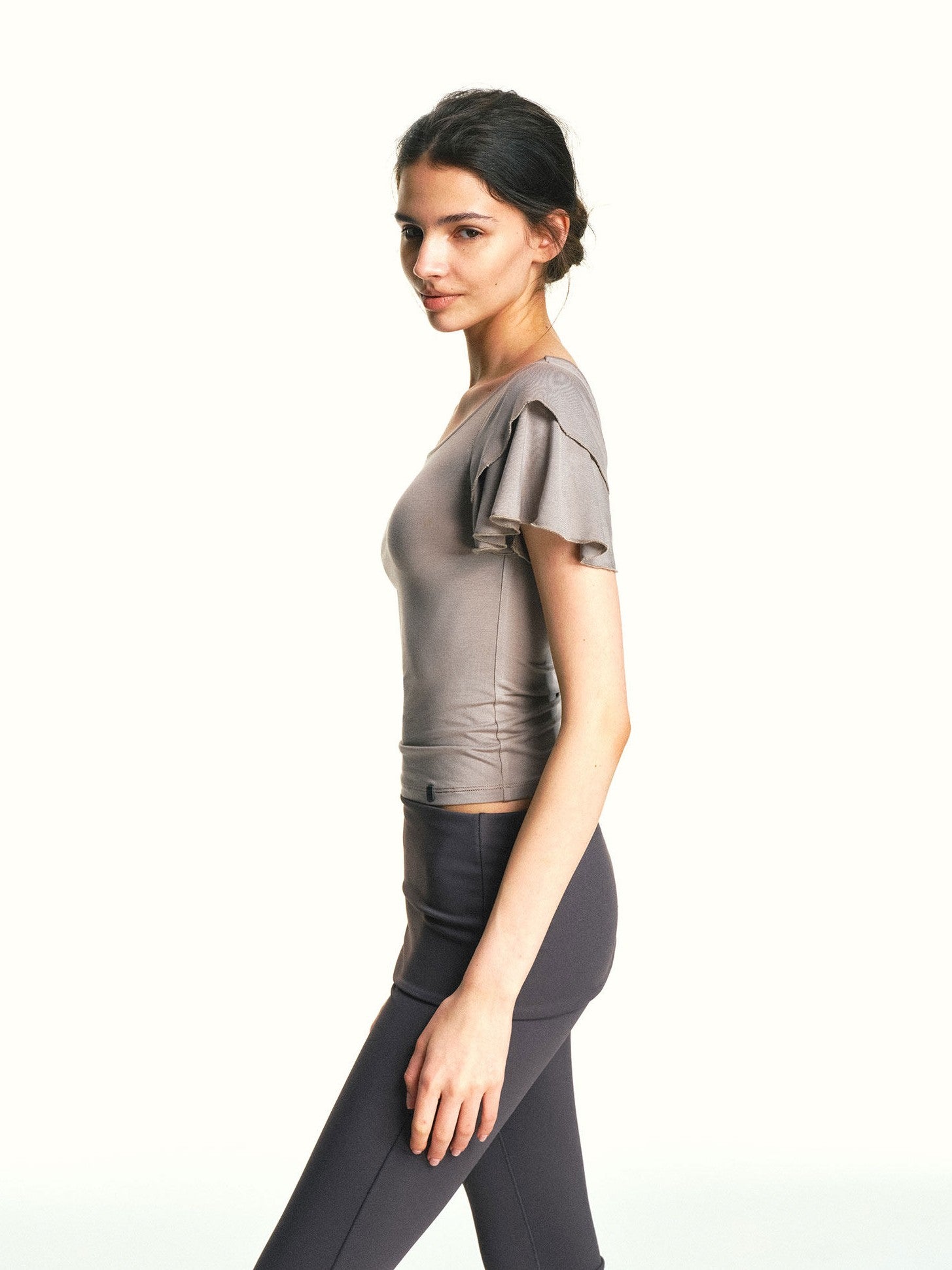 kvkv Khaki Double Layer Ruffle Sleeve Knit Women&