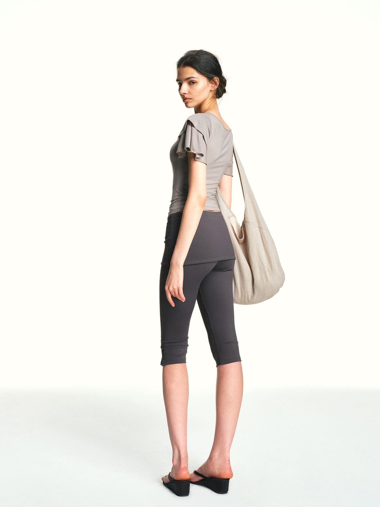 kvkv Khaki Double Layer Ruffle Sleeve Knit Women&