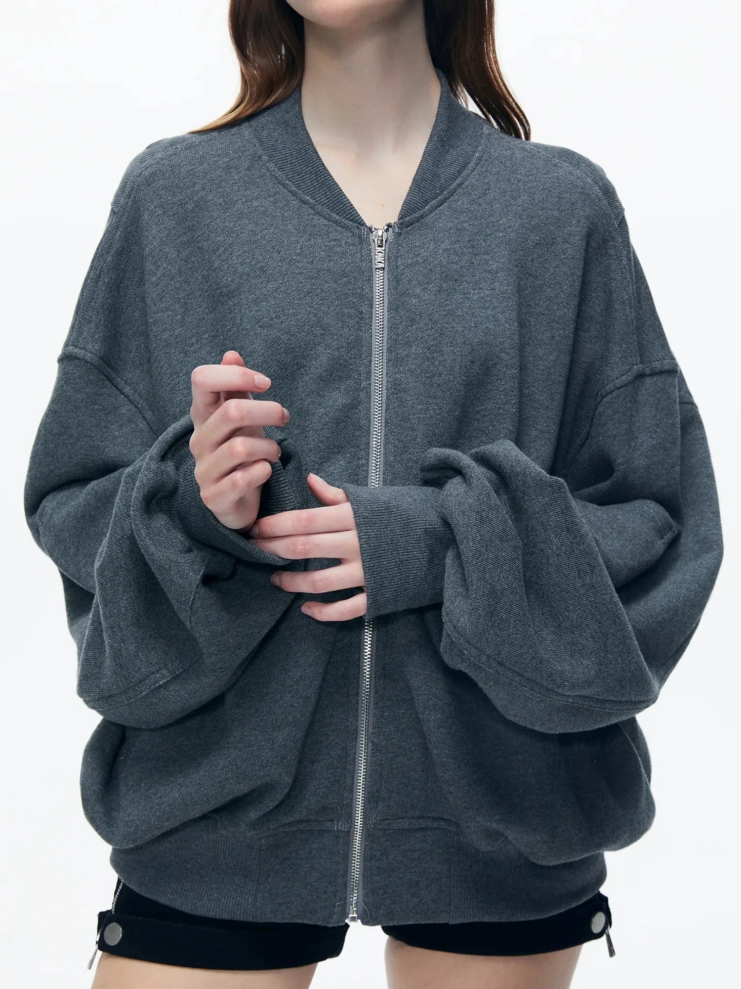 kvkv Knitted Batwing Stacked Sleeve Flight Jacket