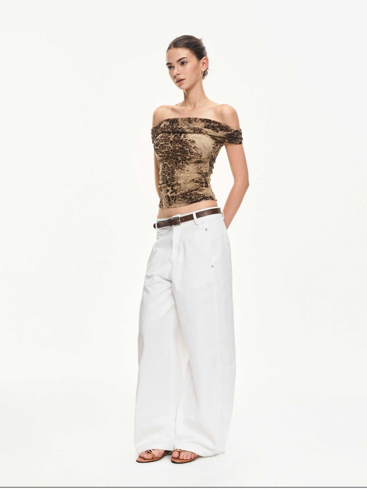 kvkv Leopard Print Ruched Spliced Women&