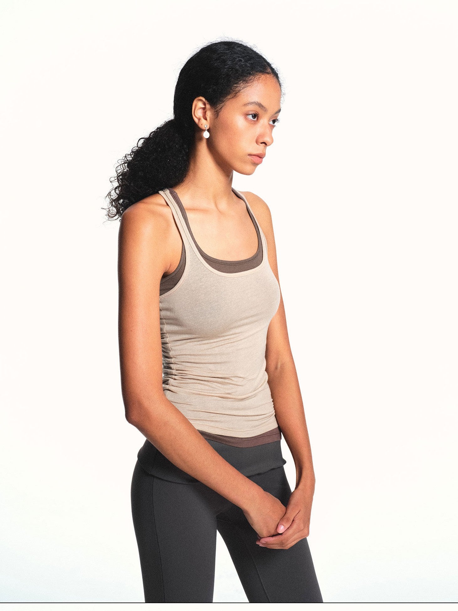 kvkv Light Apricot Slim U Neck Racerback Cropped Women&