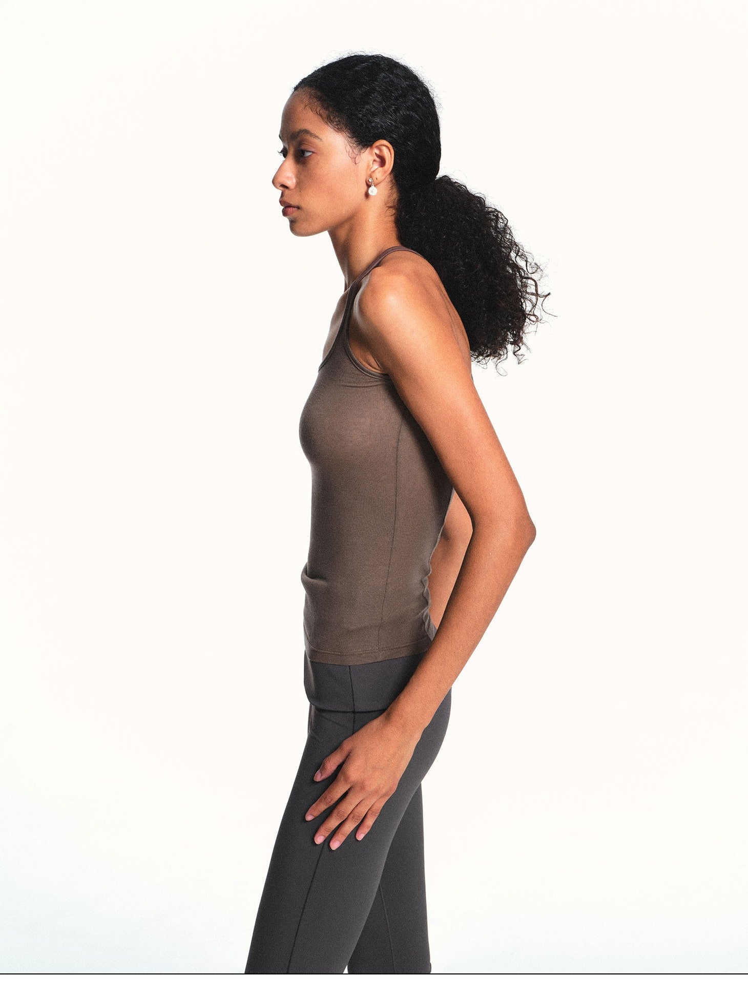kvkv Light Apricot Slim U Neck Racerback Cropped Women&