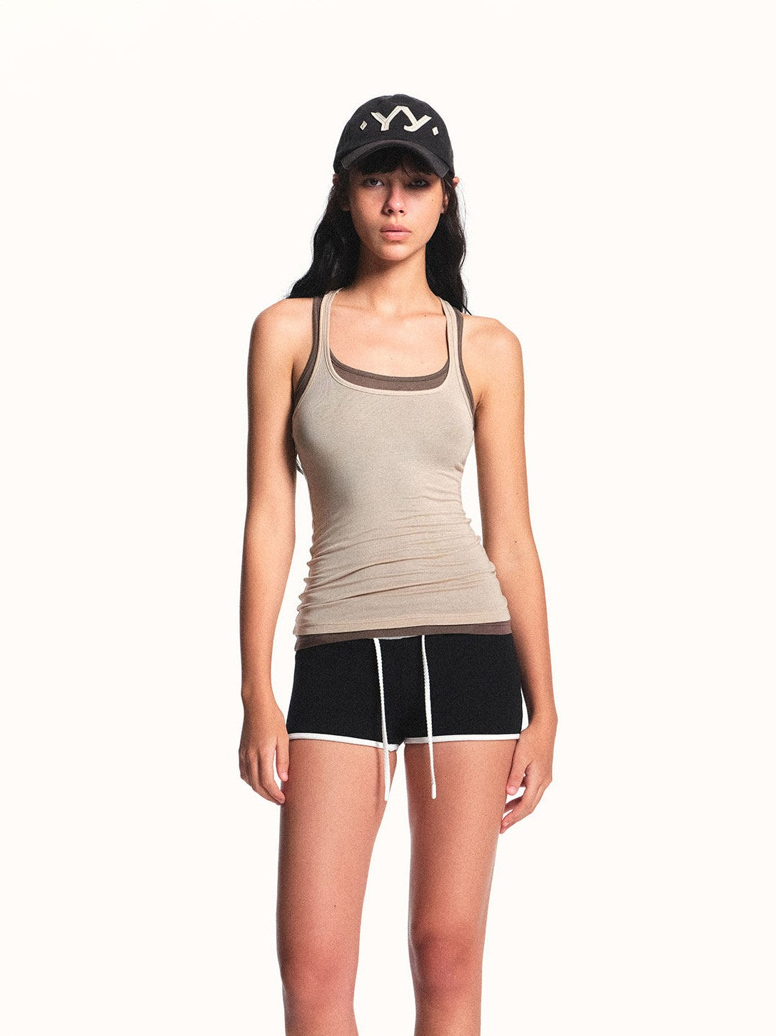 kvkv Light Apricot Slim U Neck Racerback Cropped Women&