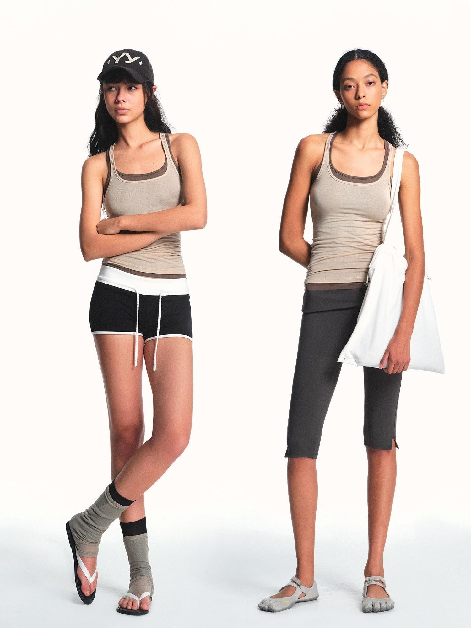 kvkv Light Apricot Slim U Neck Racerback Cropped Women&