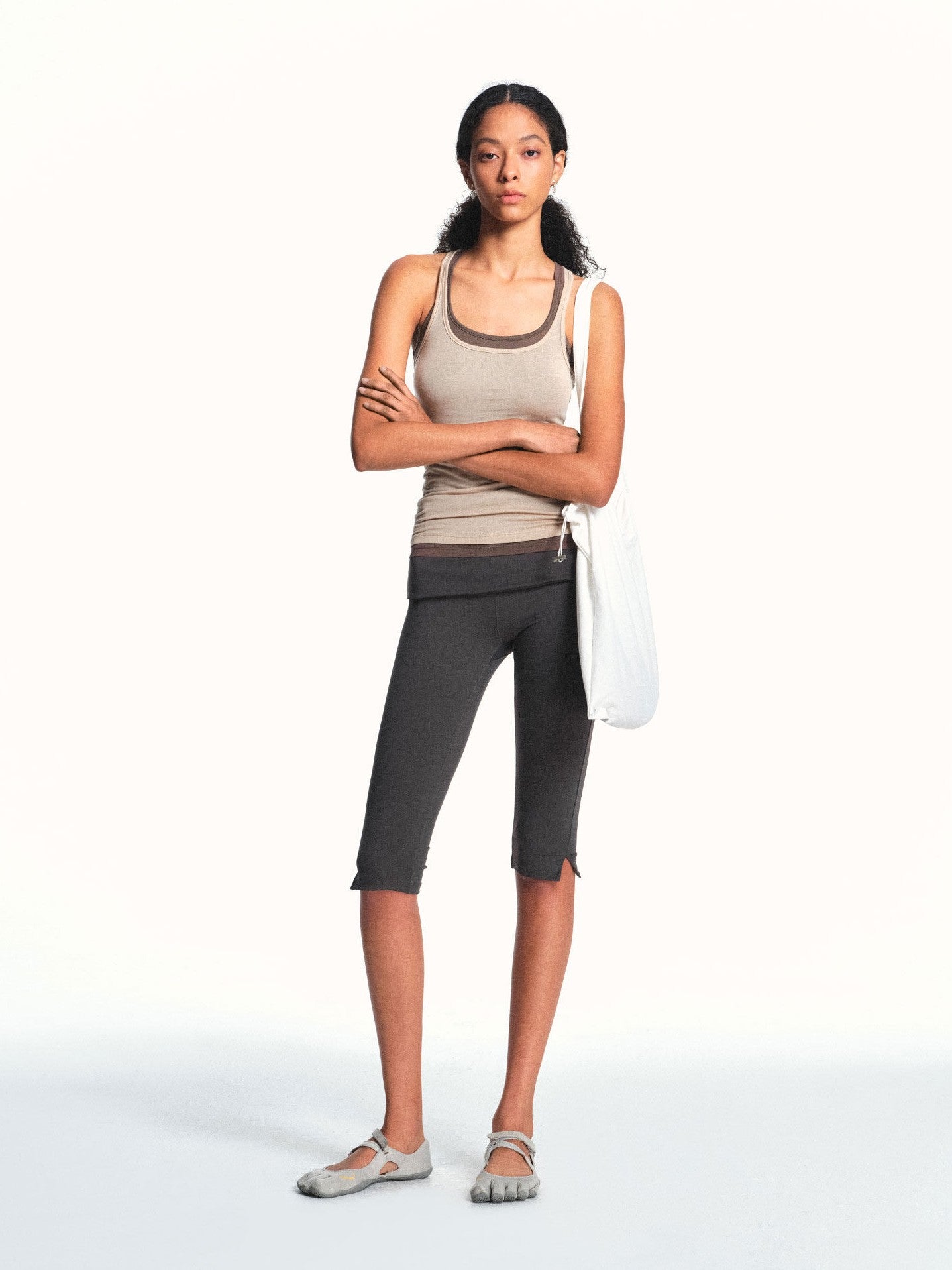 kvkv Light Apricot Slim U Neck Racerback Cropped Women&