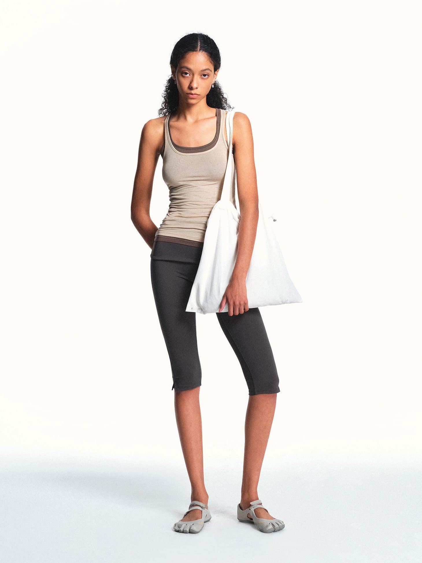 kvkv Light Apricot Slim U Neck Racerback Cropped Women&