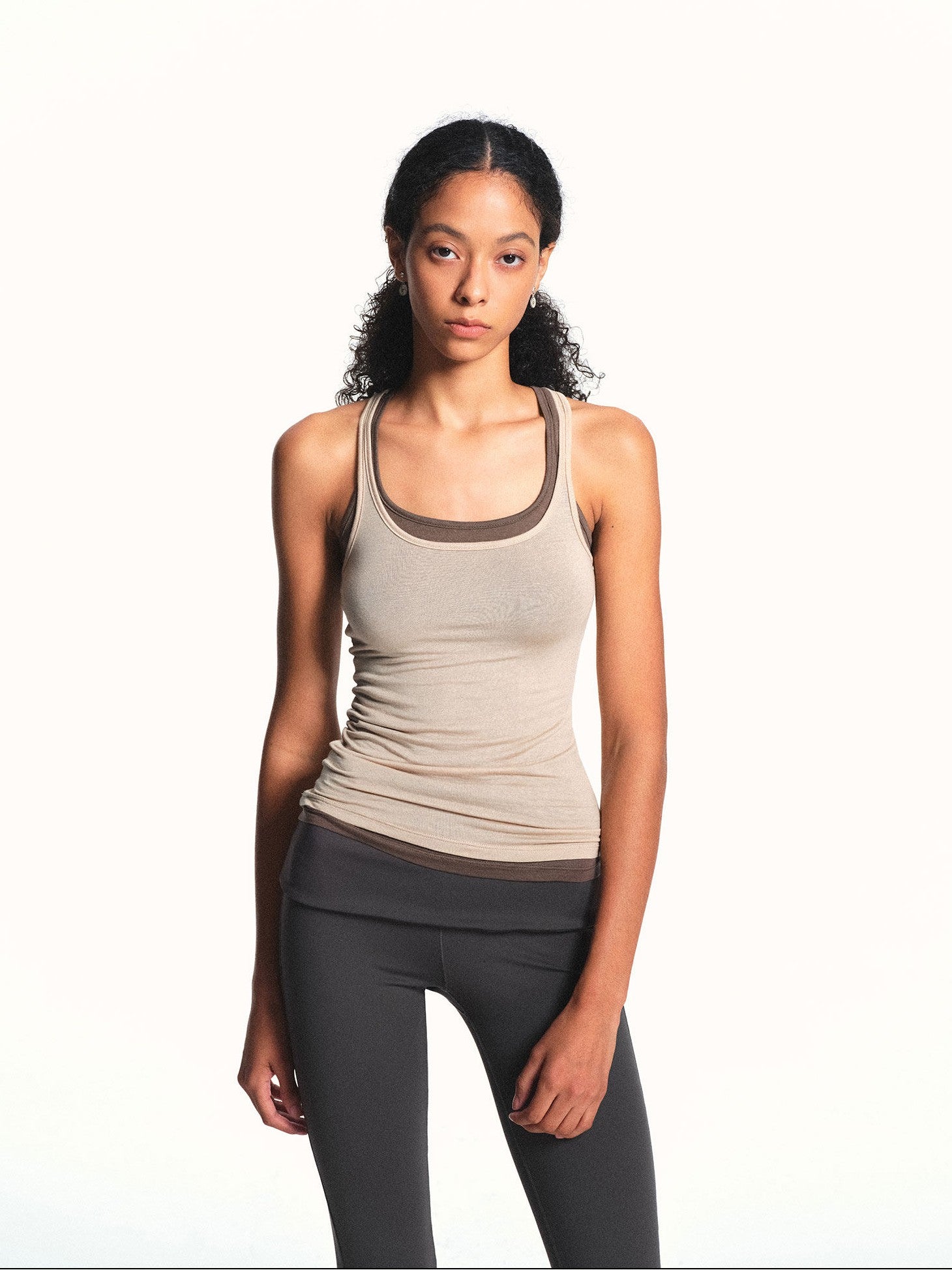 kvkv Light Apricot Slim U Neck Racerback Cropped Women&