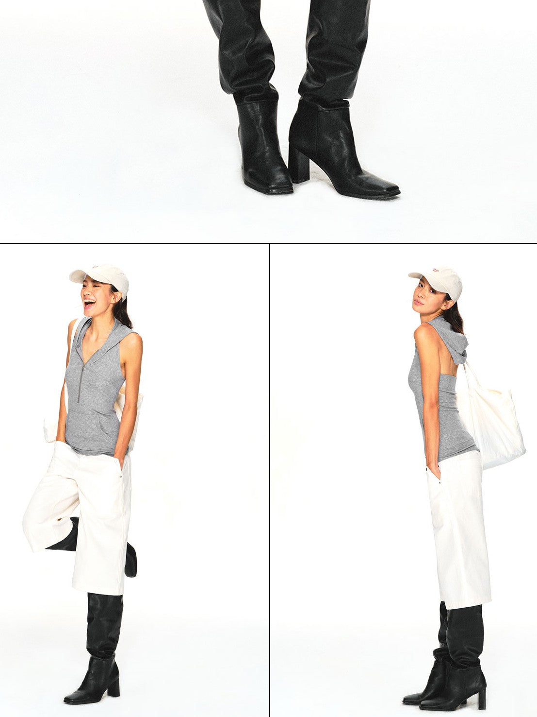 kvkv Light Gray Open Back Zip Up Hooded Lyocell Women&