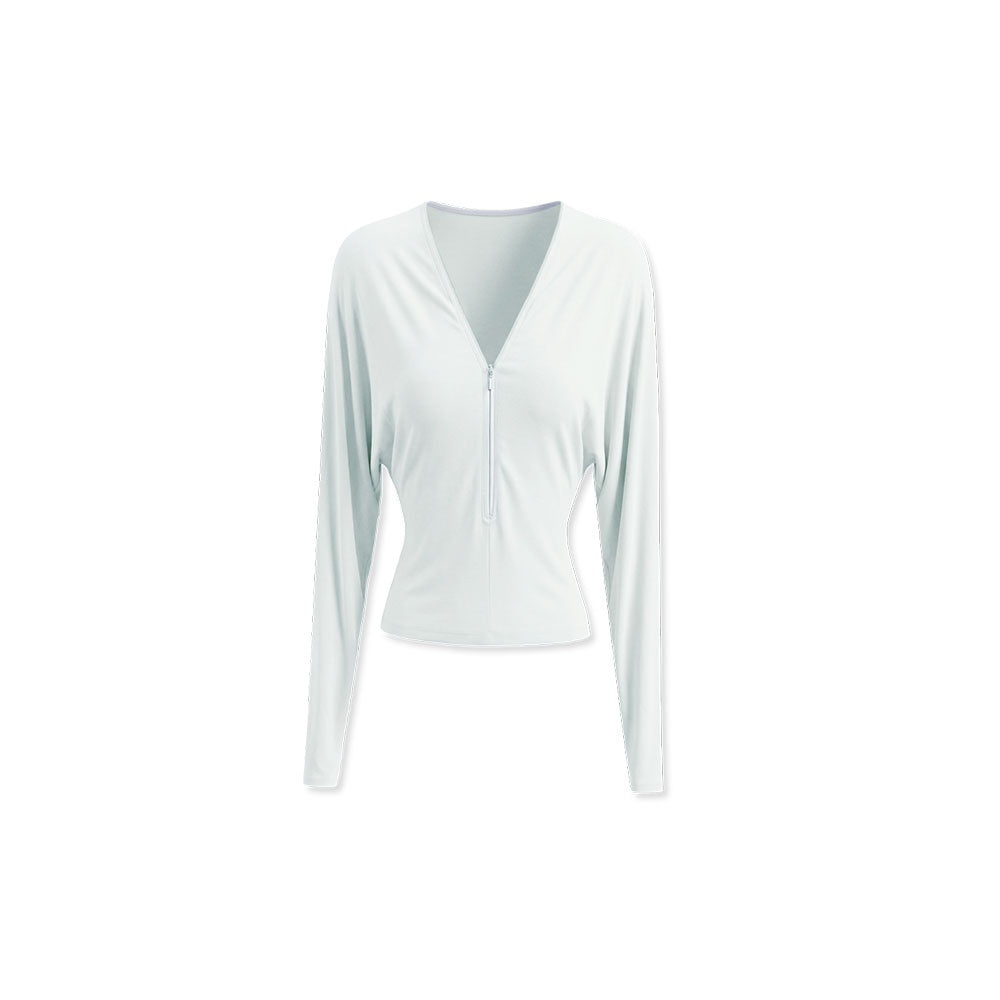 kvkv_Light_Green_Adjustable_V-neck_Zip_Waist_Batwing_Lyocell_Women&