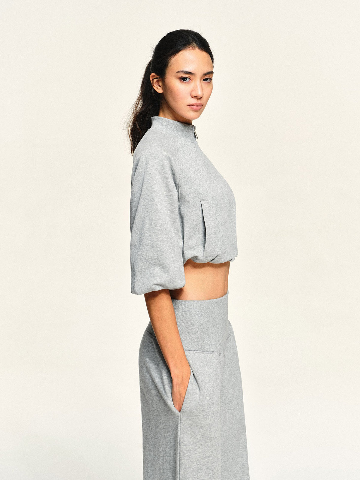 kvkv Light Heather Grey Loose Raglan Sleeve Cotton Women&