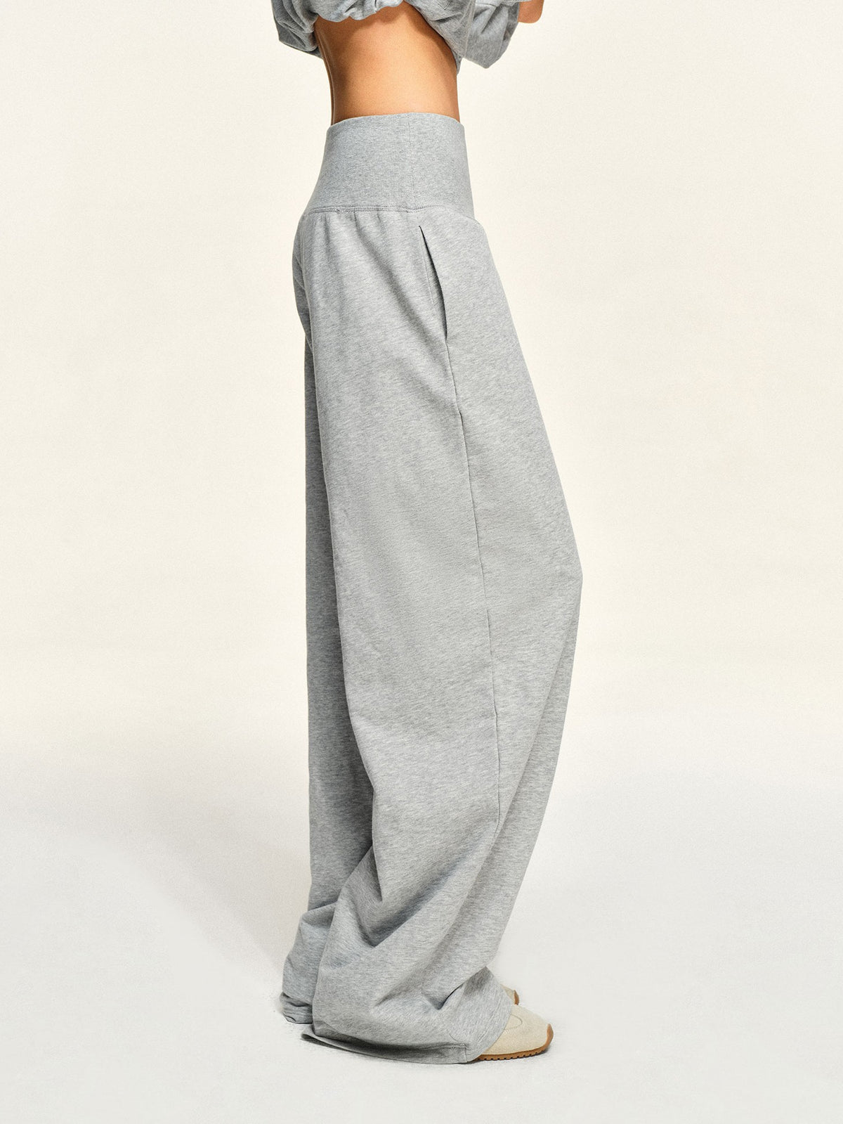 kvkv Light Heather Grey Wide Ribbed V Waist Straight Women&