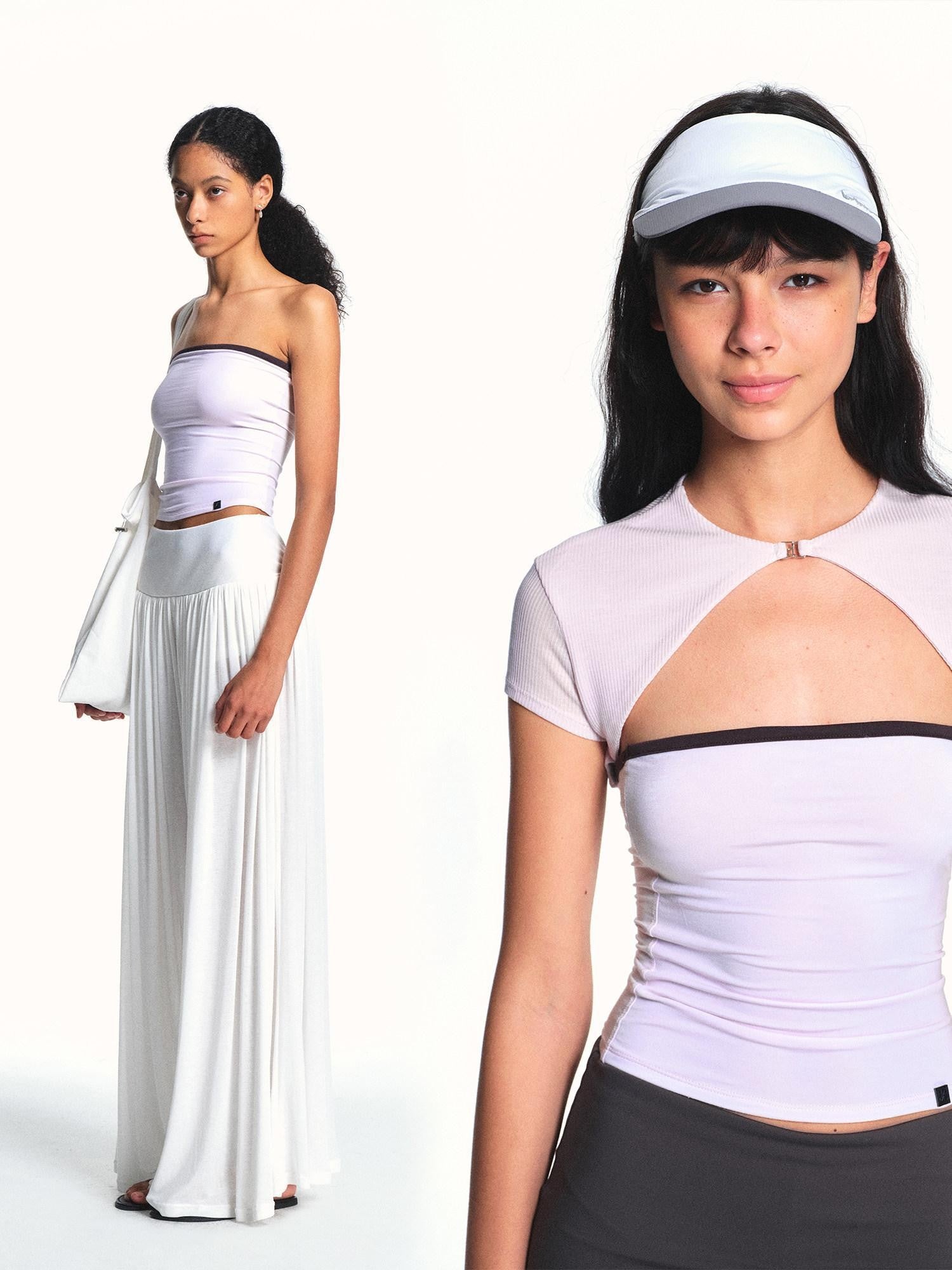 kvkv Light Purple Colorblock Two Piece Micro Sheer Women&