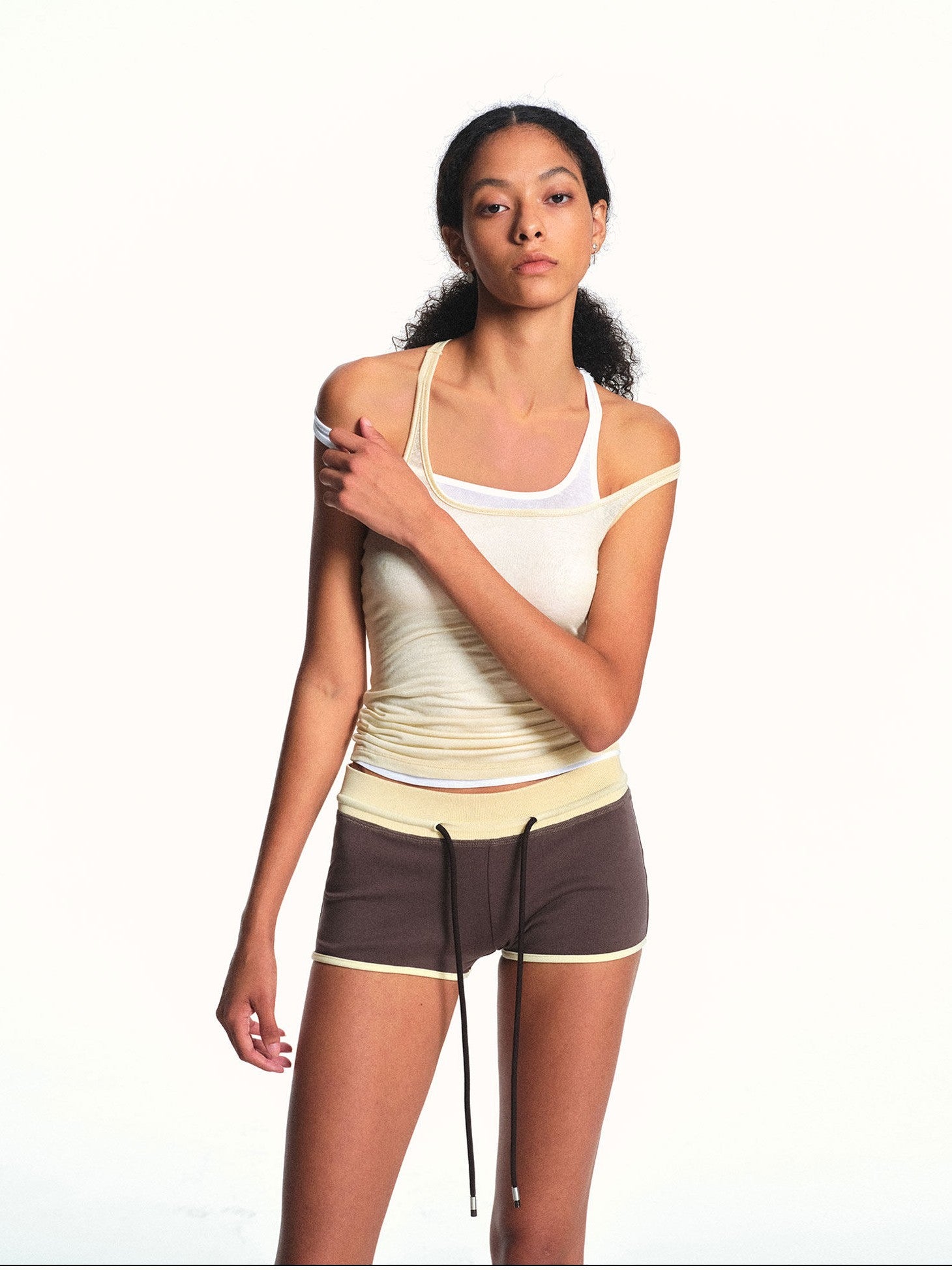 kvkv Light Yellow Sporty Racerback Slim Fit Women&