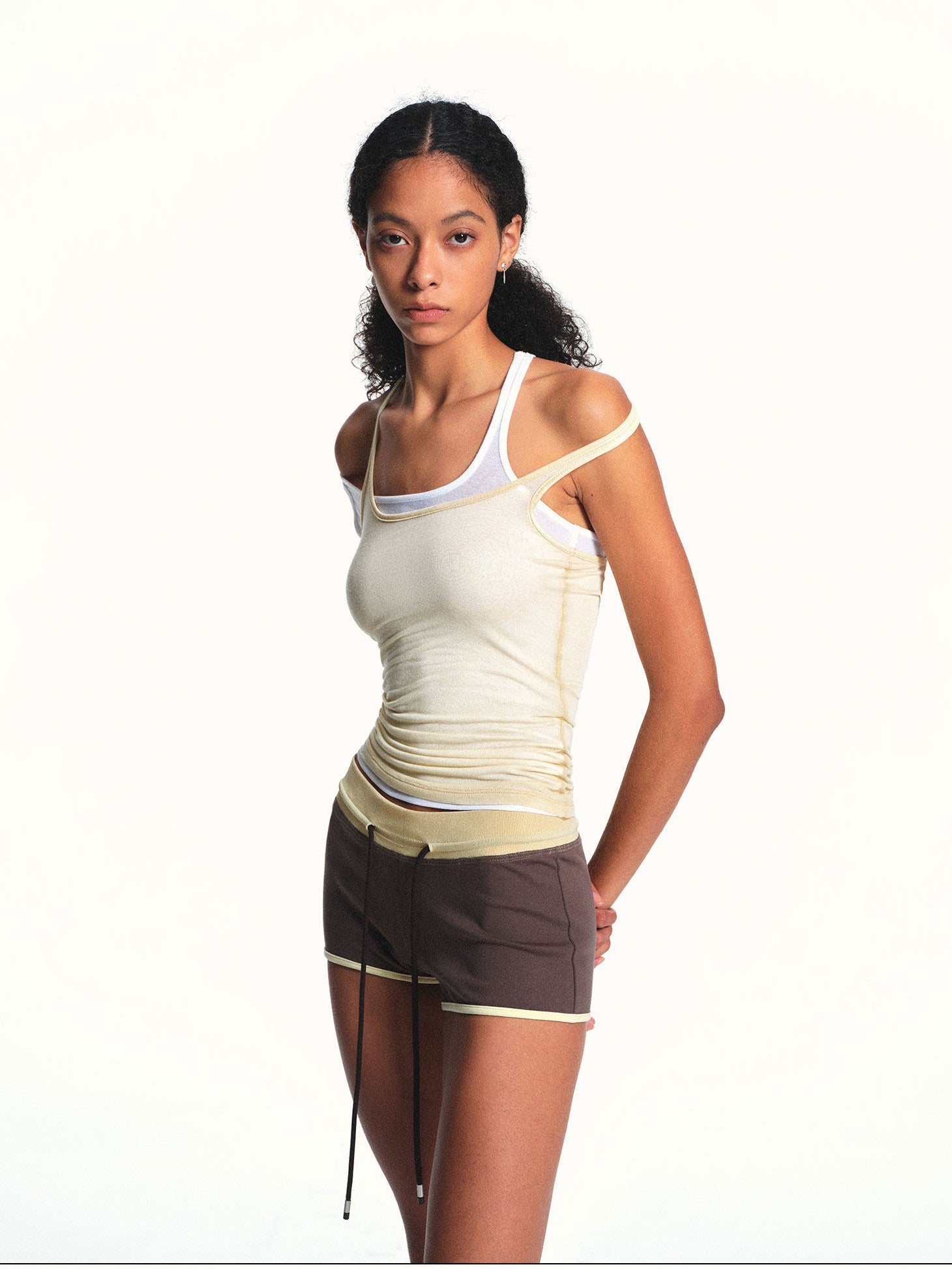 kvkv Light Yellow Sporty Racerback Slim Fit Women&