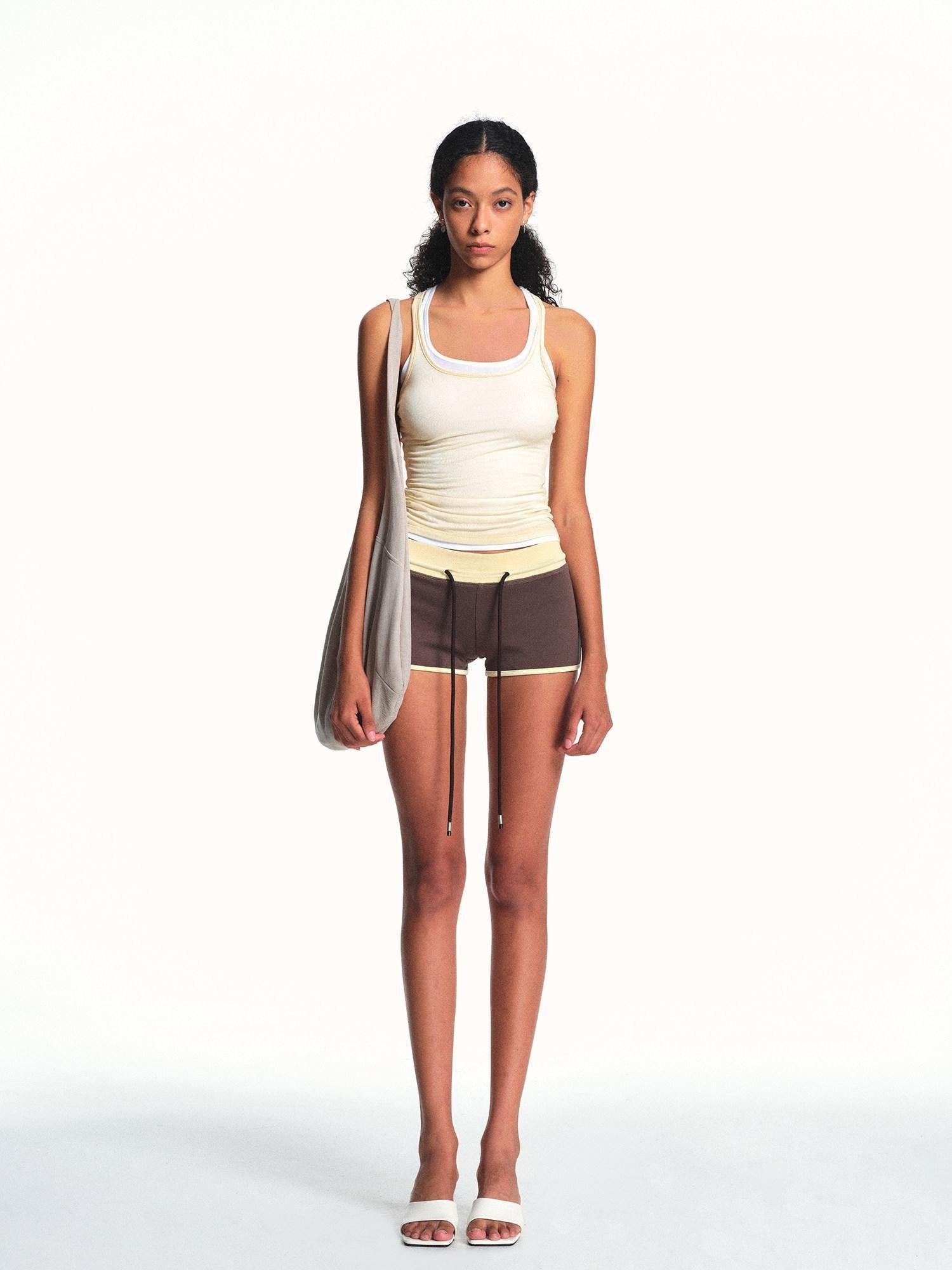 kvkv Light Yellow Sporty Racerback Slim Fit Women&