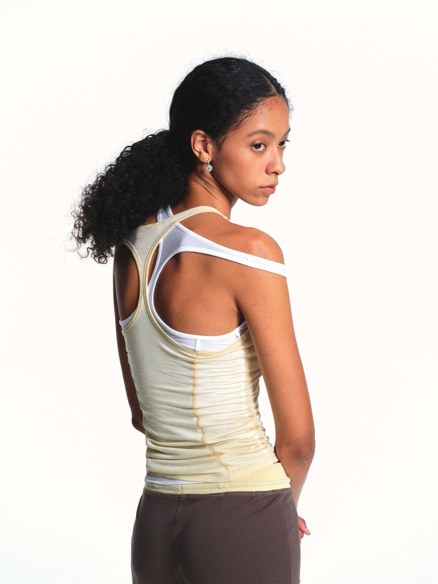kvkv Light Yellow Sporty Racerback Slim Fit Women&