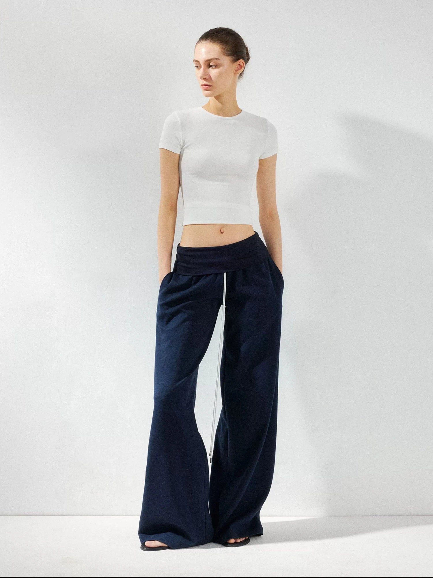 kvkv Low Rise Foldable Wide Waistband Flared Yoga Pants