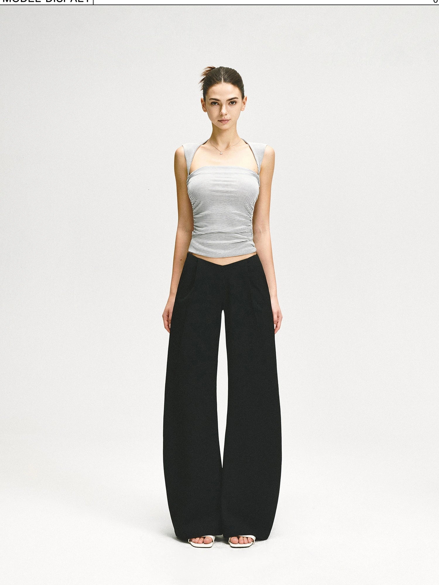 kvkv Low Rise V Waist Wide Leg Trousers