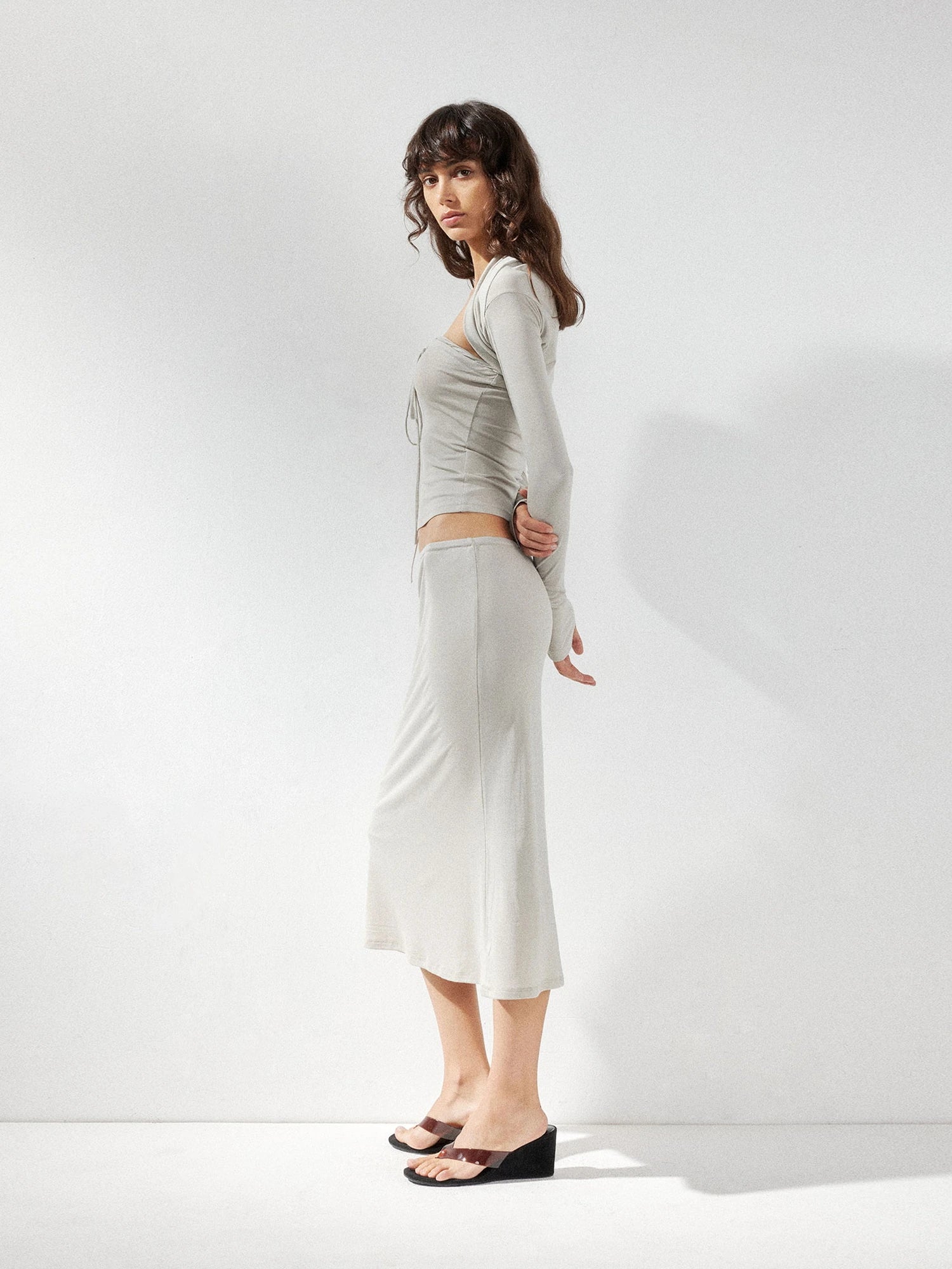 kvkv Low Waist Lyocell Stretch Pencil Skirt