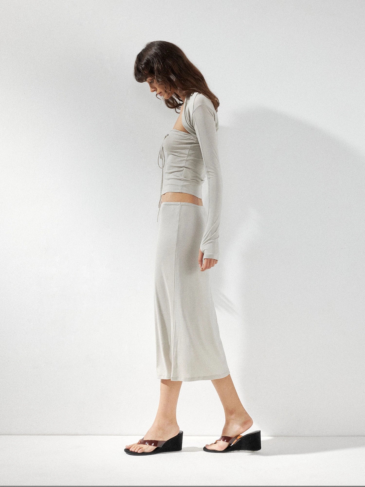 kvkv Low Waist Lyocell Stretch Pencil Skirt