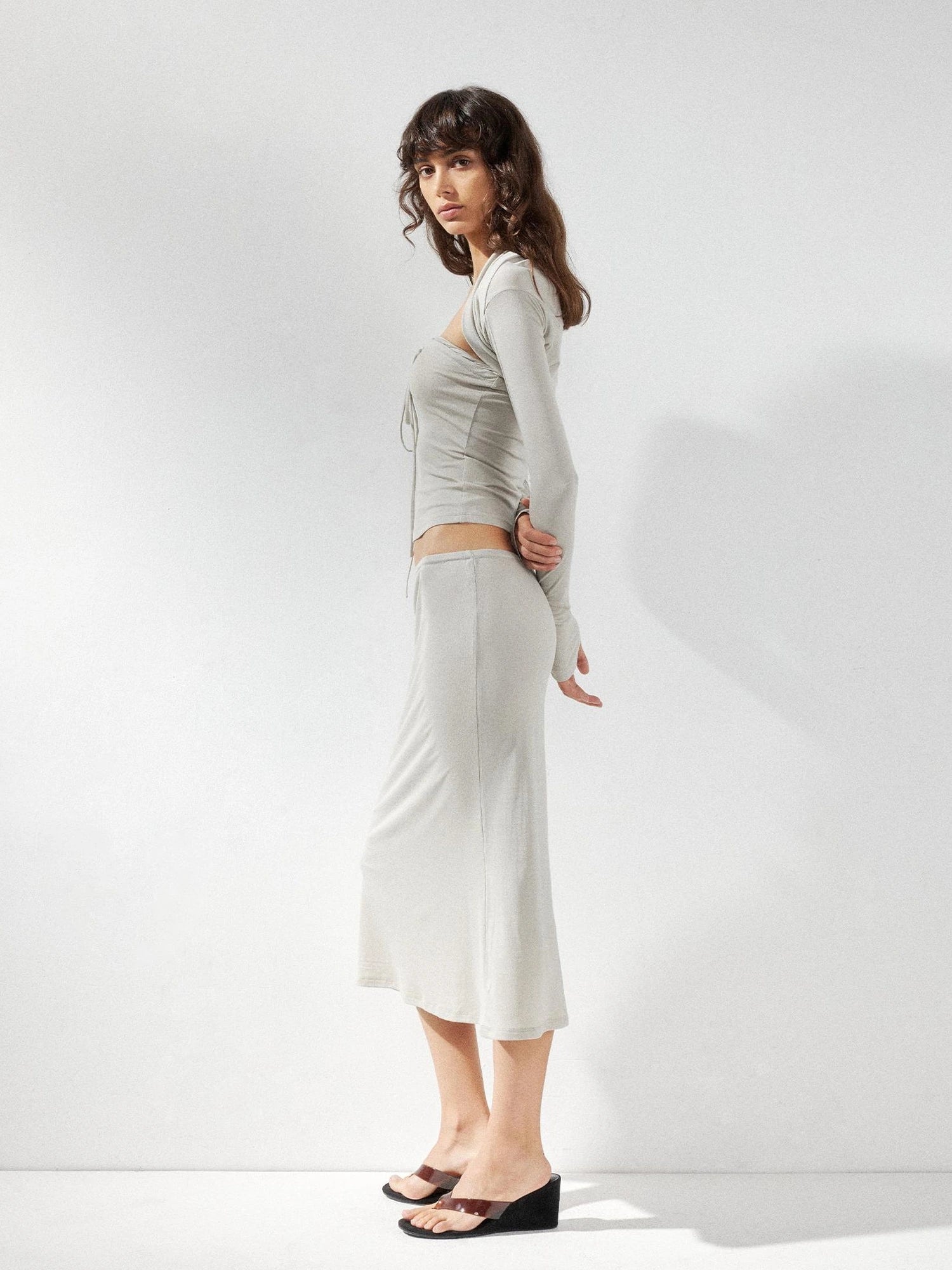 kvkv Low Waist Lyocell Stretch Pencil Skirt