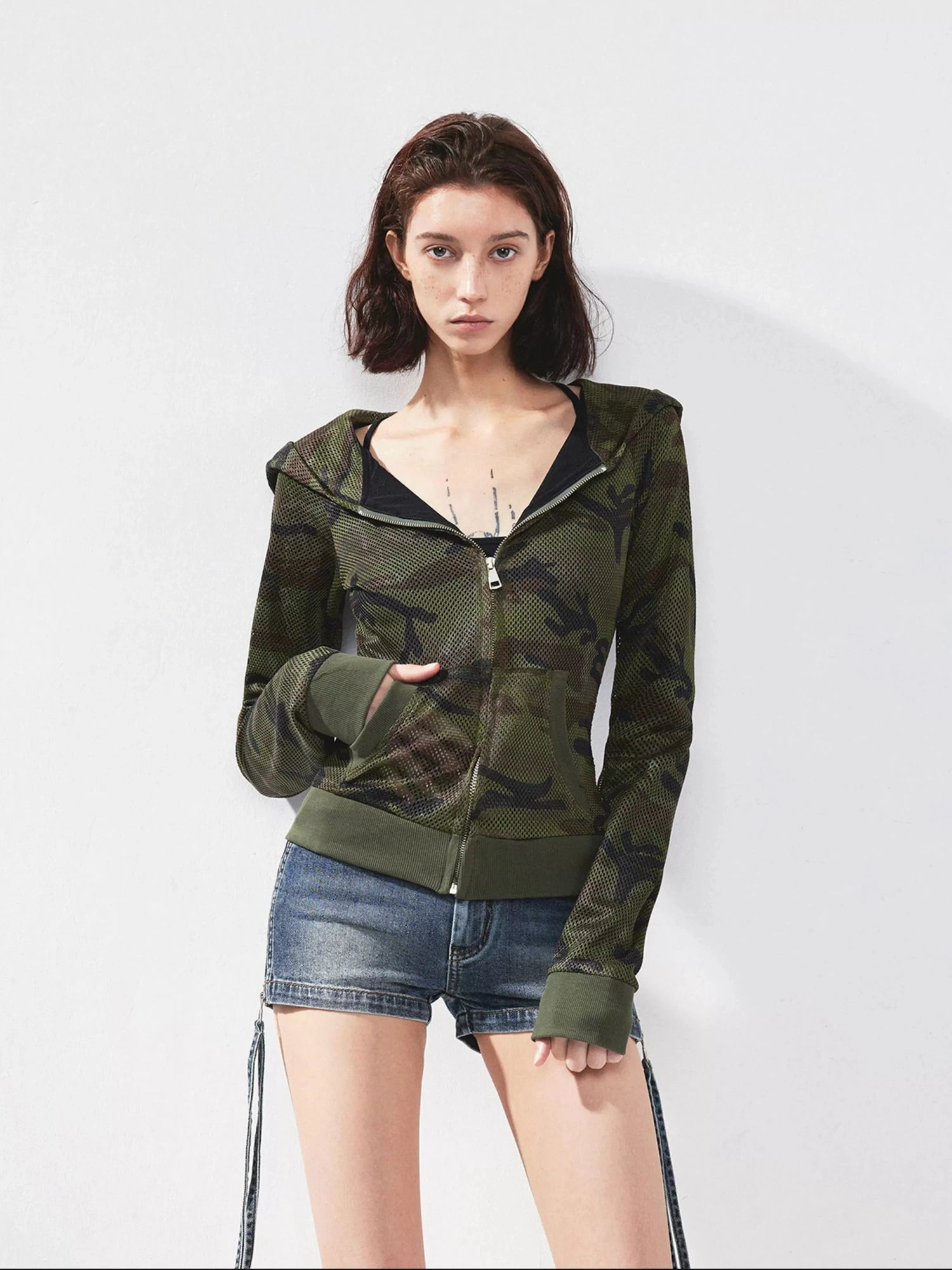 kvkv Mesh Camo Zip Up Hoodie