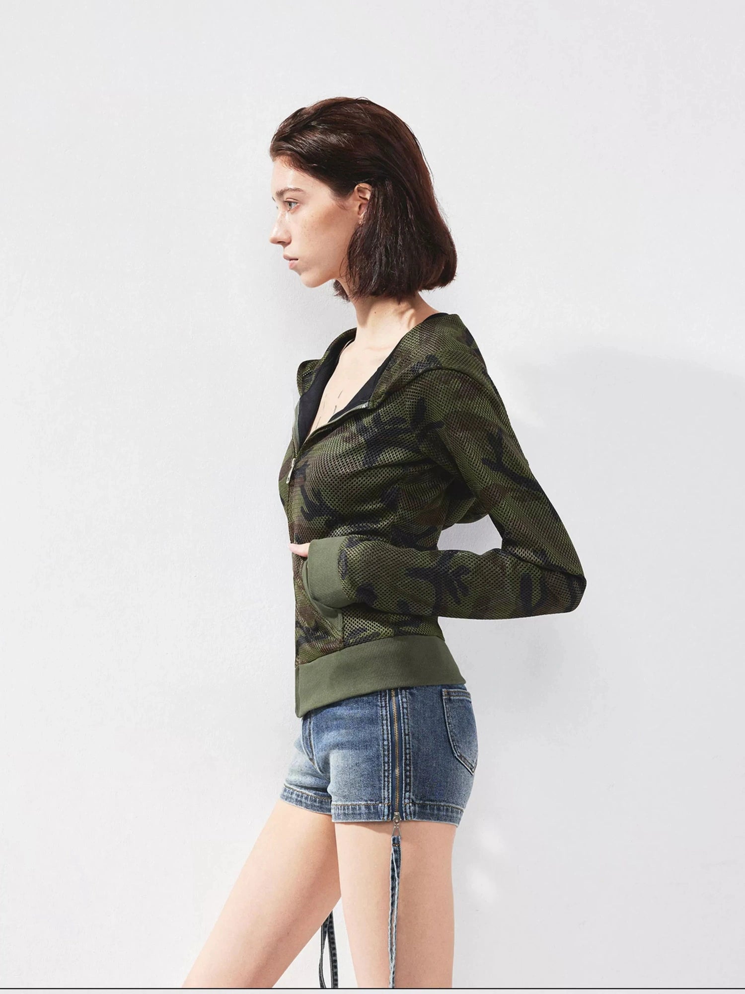 kvkv Mesh Camo Zip Up Hoodie