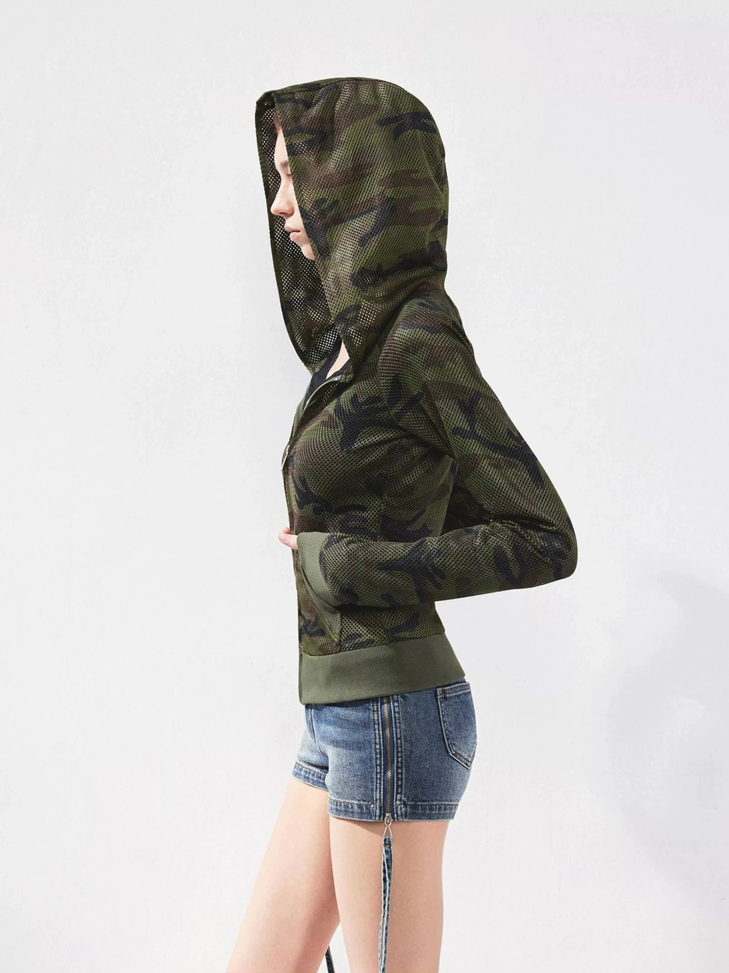 kvkv Mesh Camo Zip Up Hoodie