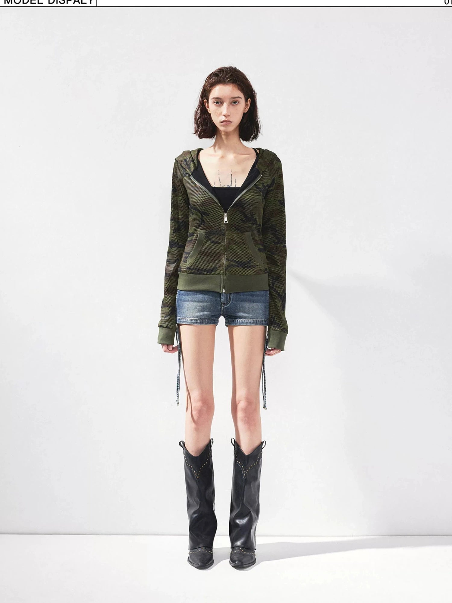 kvkv Mesh Camo Zip Up Hoodie