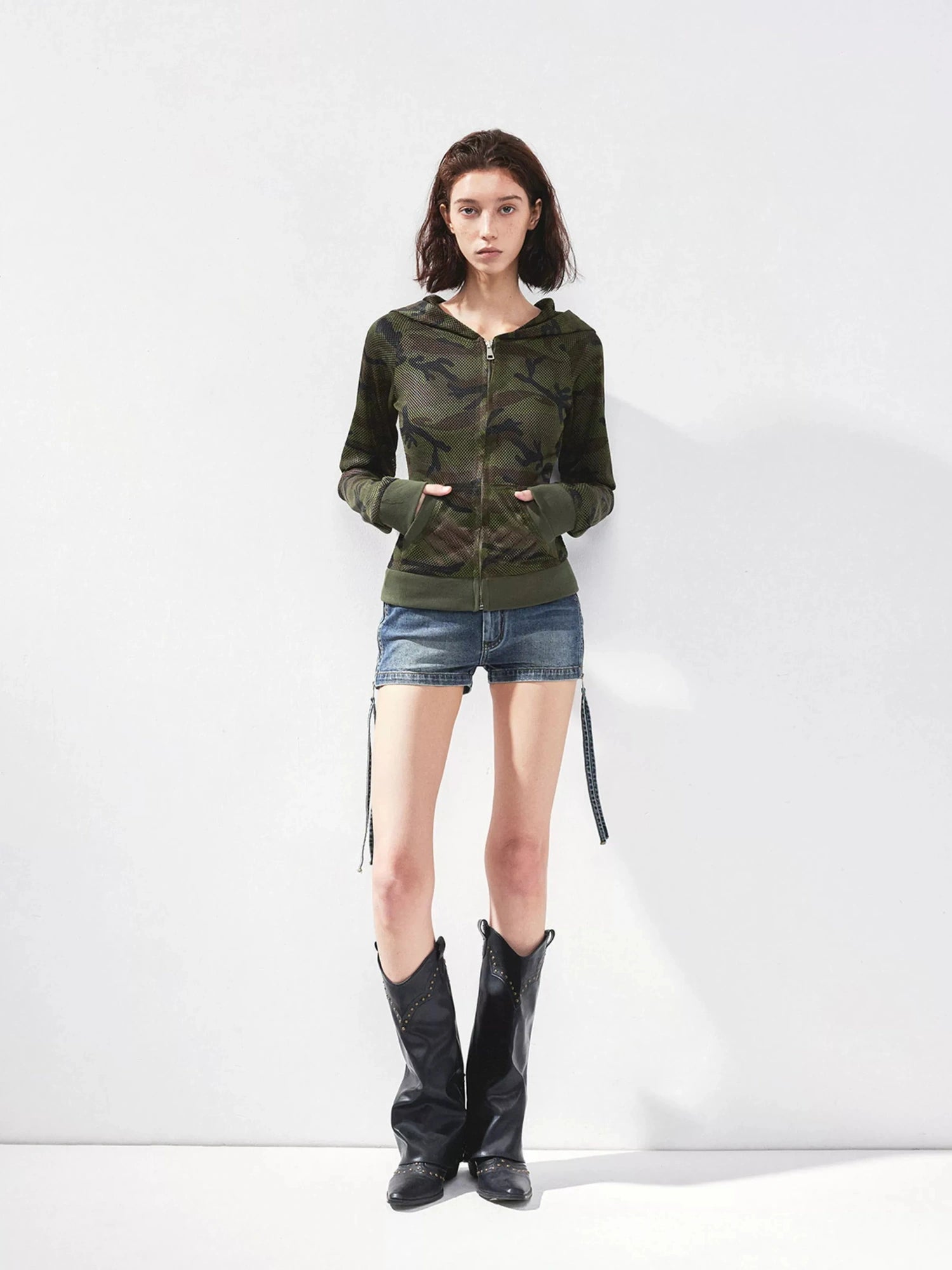 kvkv Mesh Camo Zip Up Hoodie