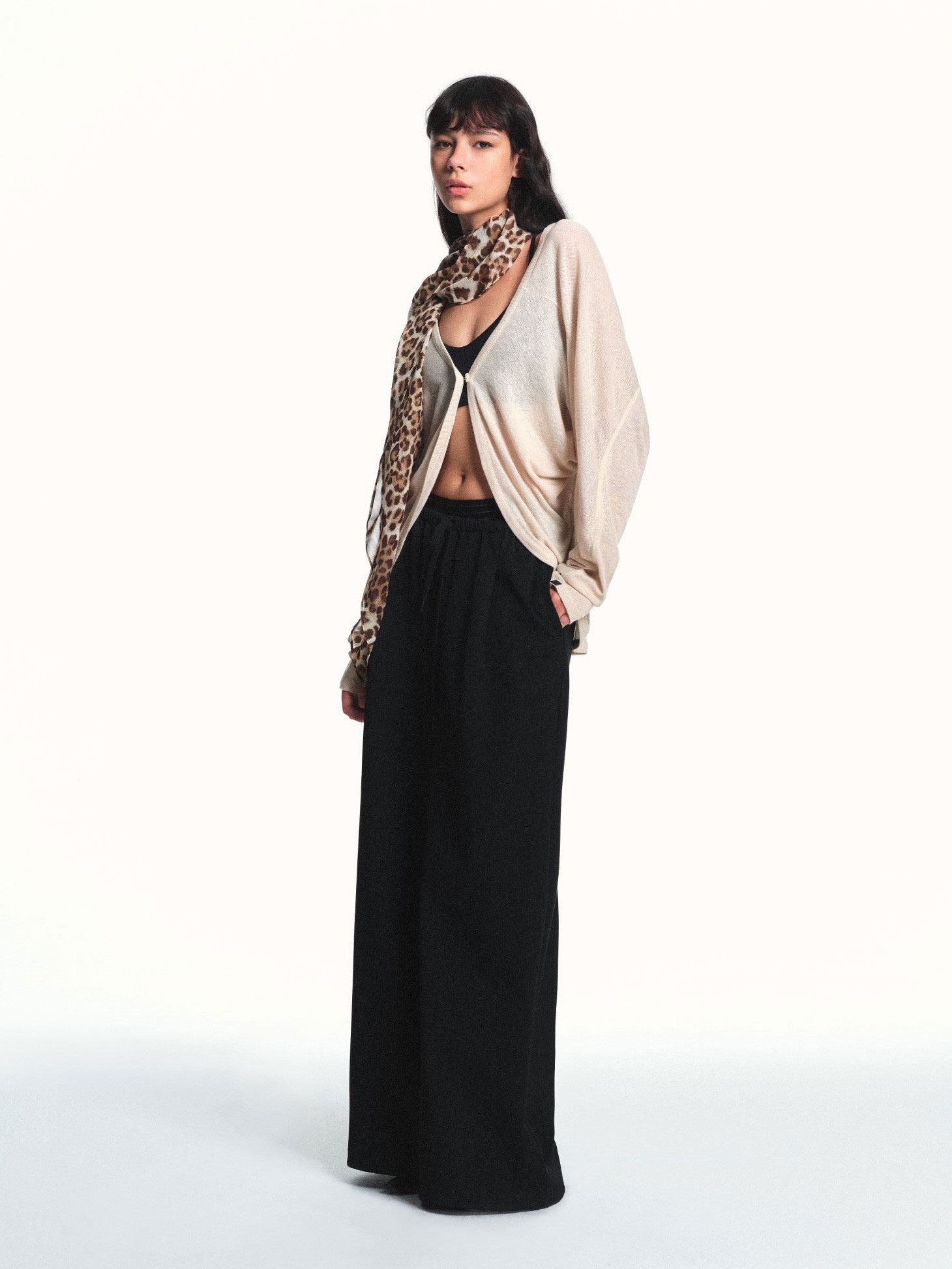 kvkv Milky Apricot Textured Sheer Two Way Loose Women&