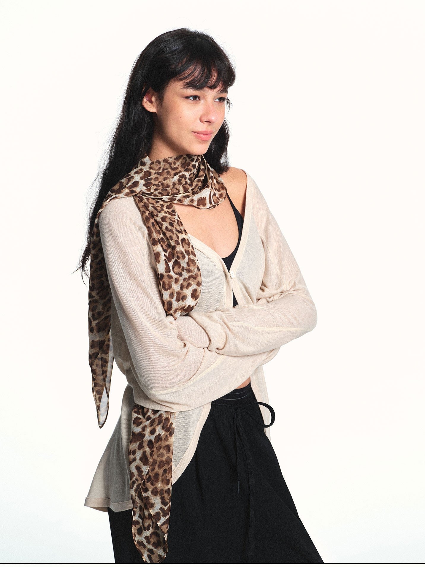 kvkv Milky Apricot Textured Sheer Two Way Loose Women&