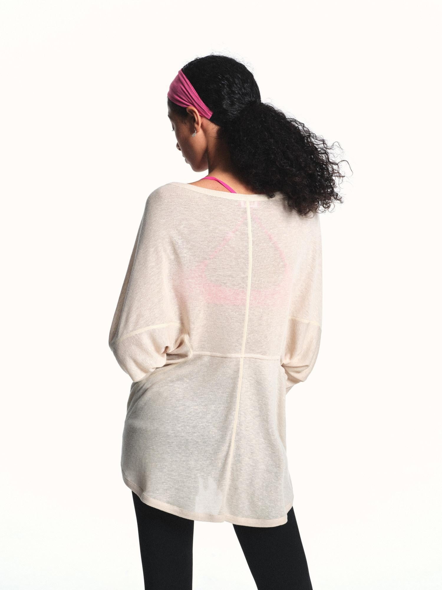 kvkv Milky Apricot Textured Sheer Two Way Loose Women&