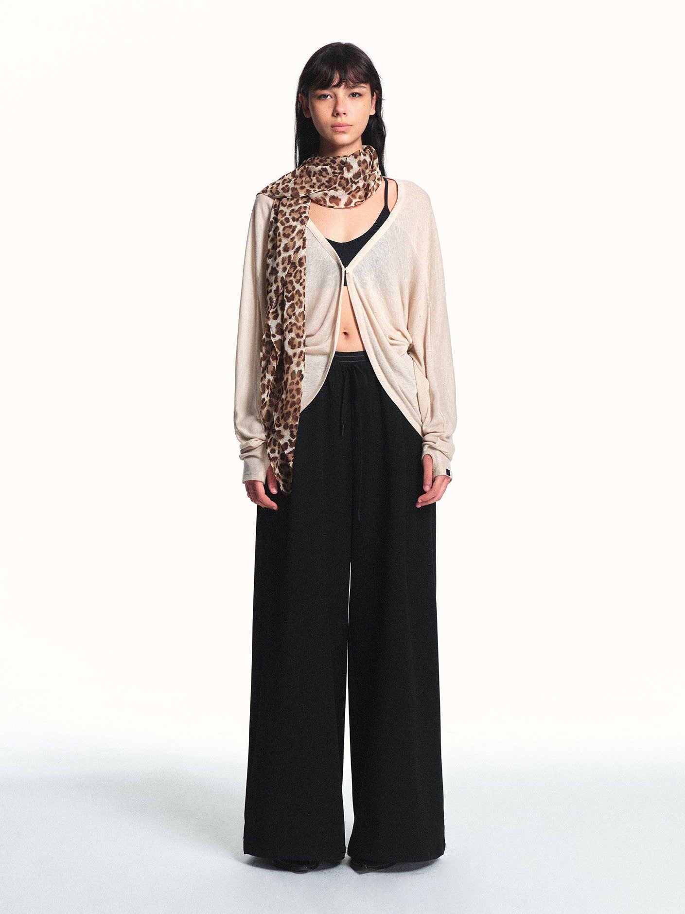 kvkv Milky Apricot Textured Sheer Two Way Loose Women&