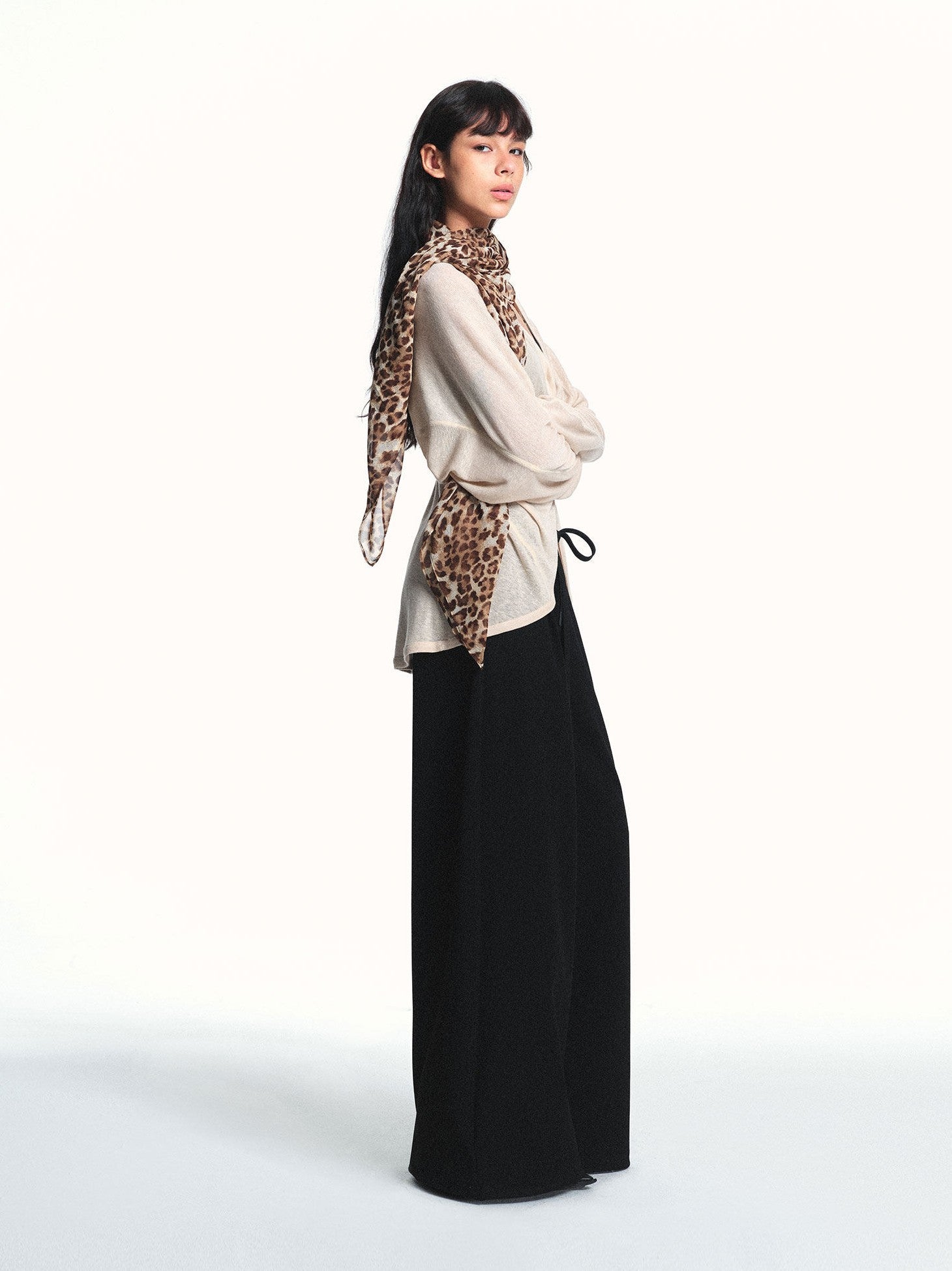 kvkv Milky Apricot Textured Sheer Two Way Loose Women&