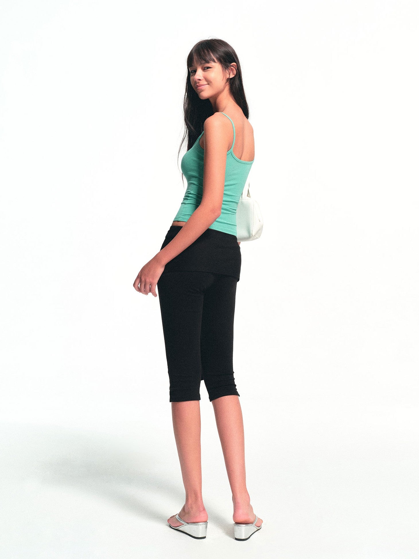 kvkv Mint Green Lace Panel Faux Two Piece Contrast Women&