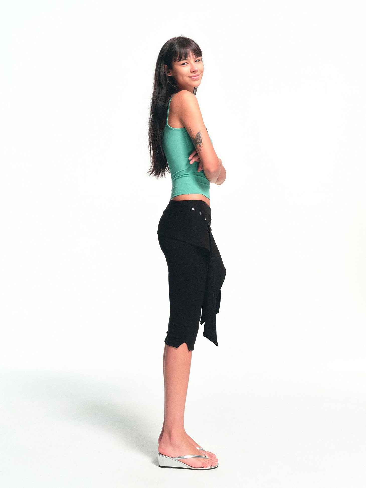 kvkv Mint Green Lace Panel Faux Two Piece Contrast Women&