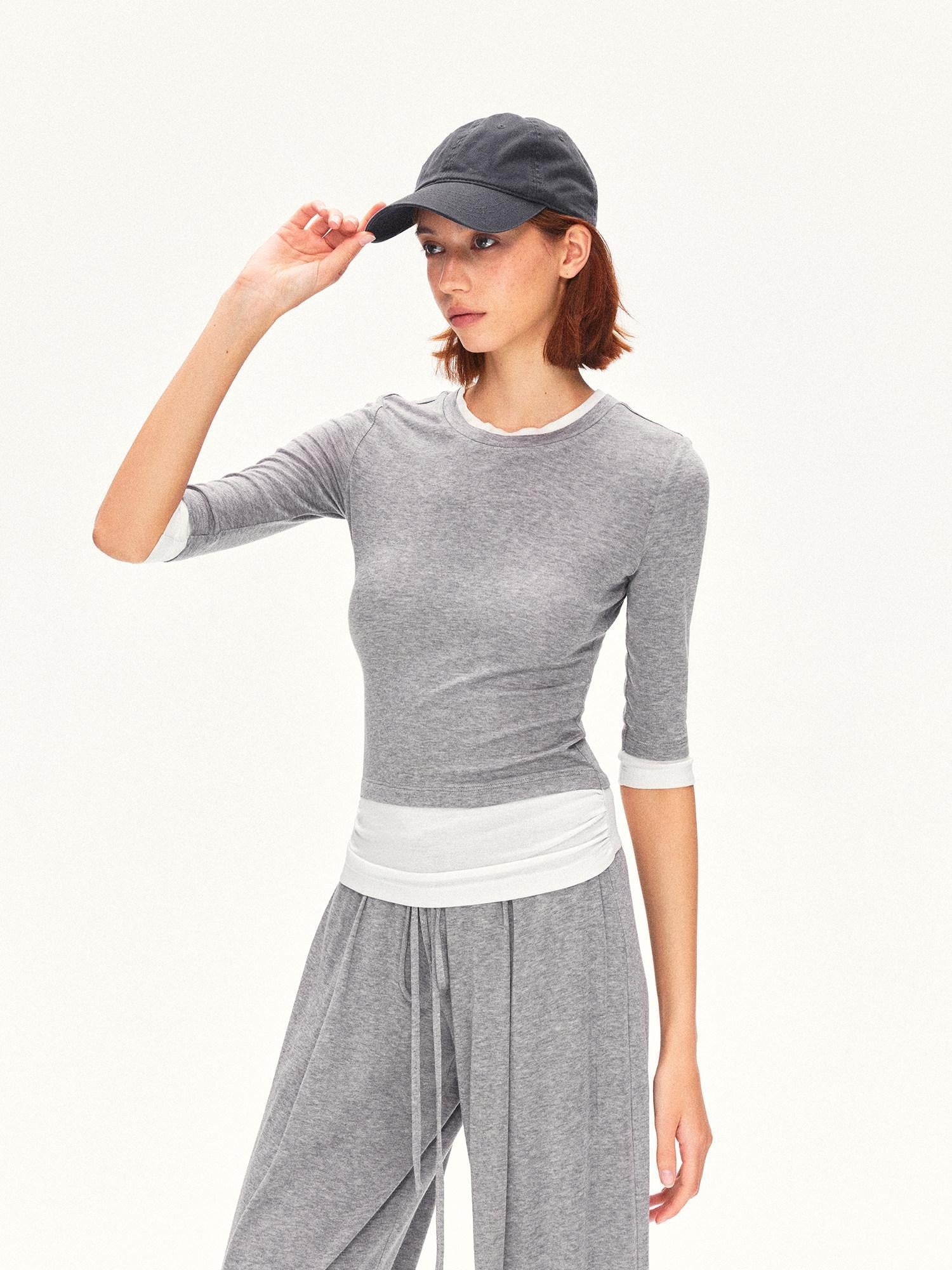 kvkv Mock Layered Splice Breathable Slim Women&