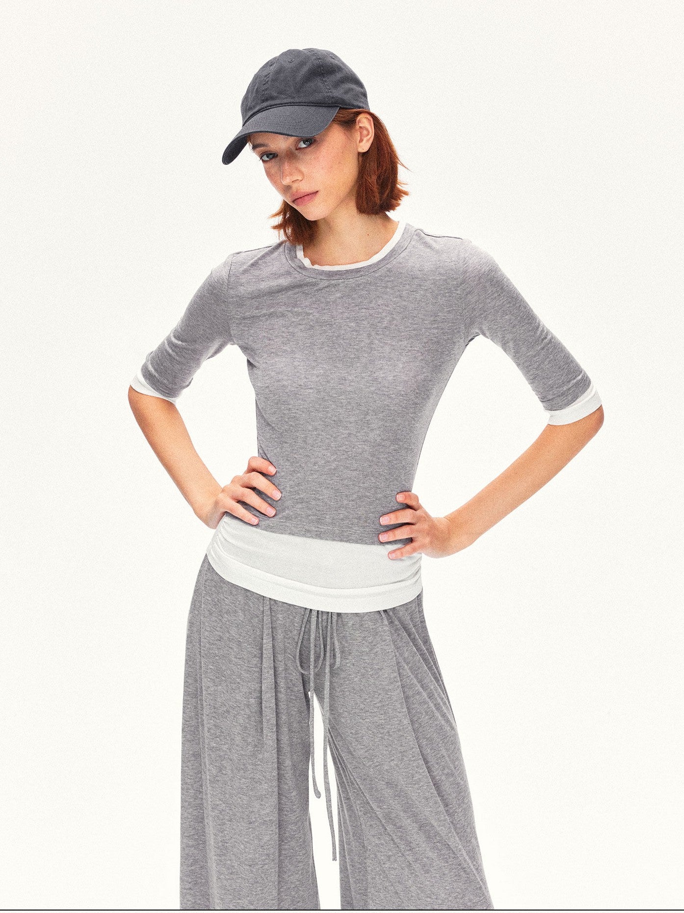 kvkv Mock Layered Splice Breathable Slim Women&