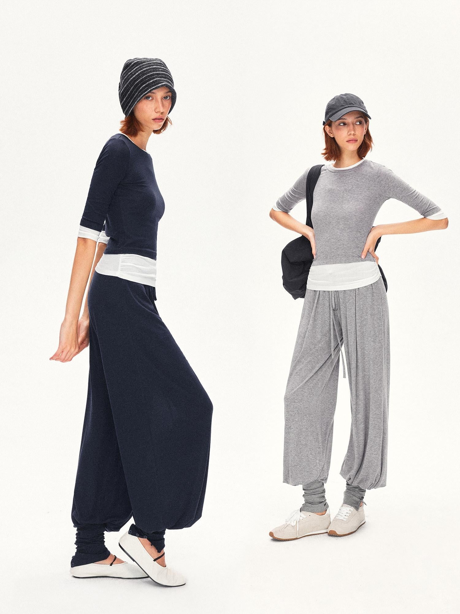 kvkv Mock Layered Splice Breathable Slim Women&