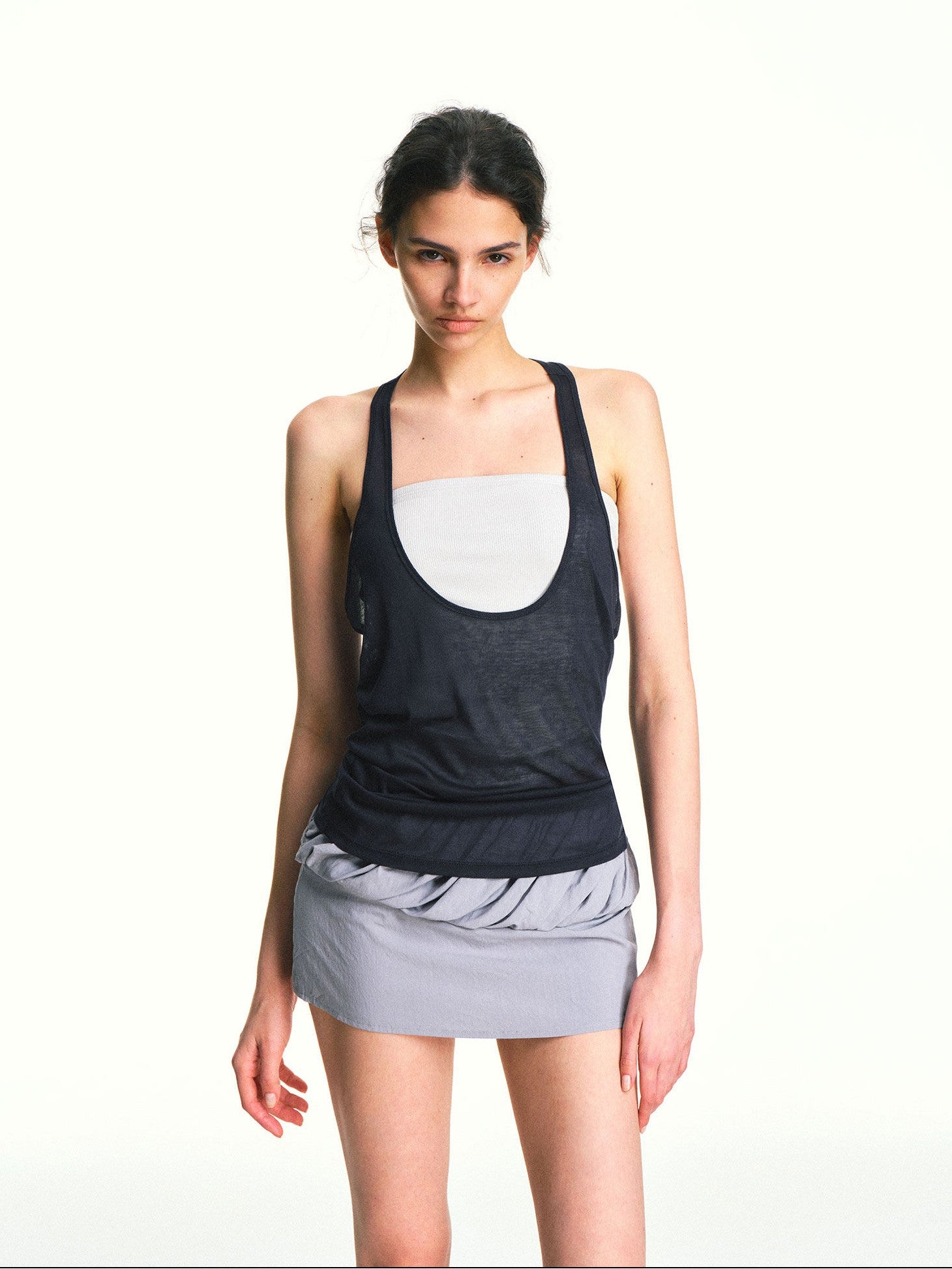kvkv Navy Asymmetrical Two Piece Strappy Back U Neck Women&