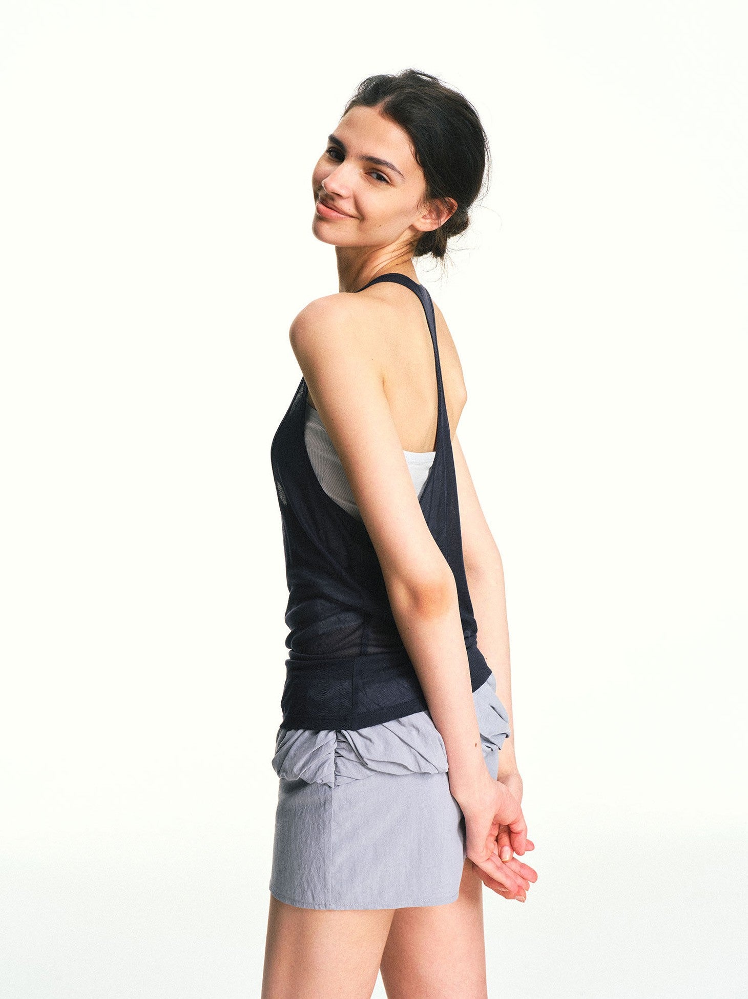 kvkv Navy Asymmetrical Two Piece Strappy Back U Neck Women&