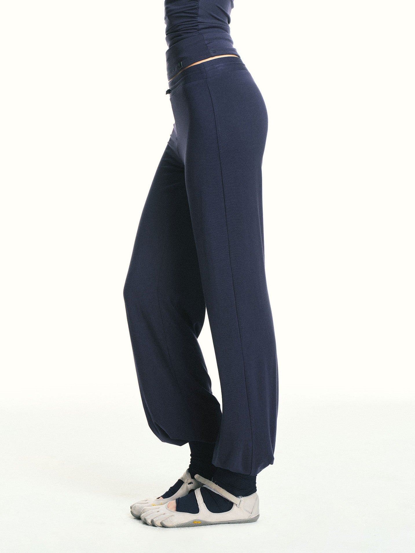kvkv Navy Drawstring Mid Low Waist Detachable Stirrup Cuff Women&