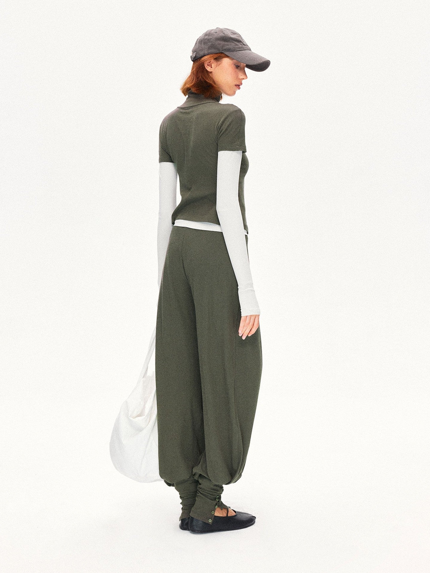 kvkv Oak Green Spliced Sleeve Mock Neck Women&