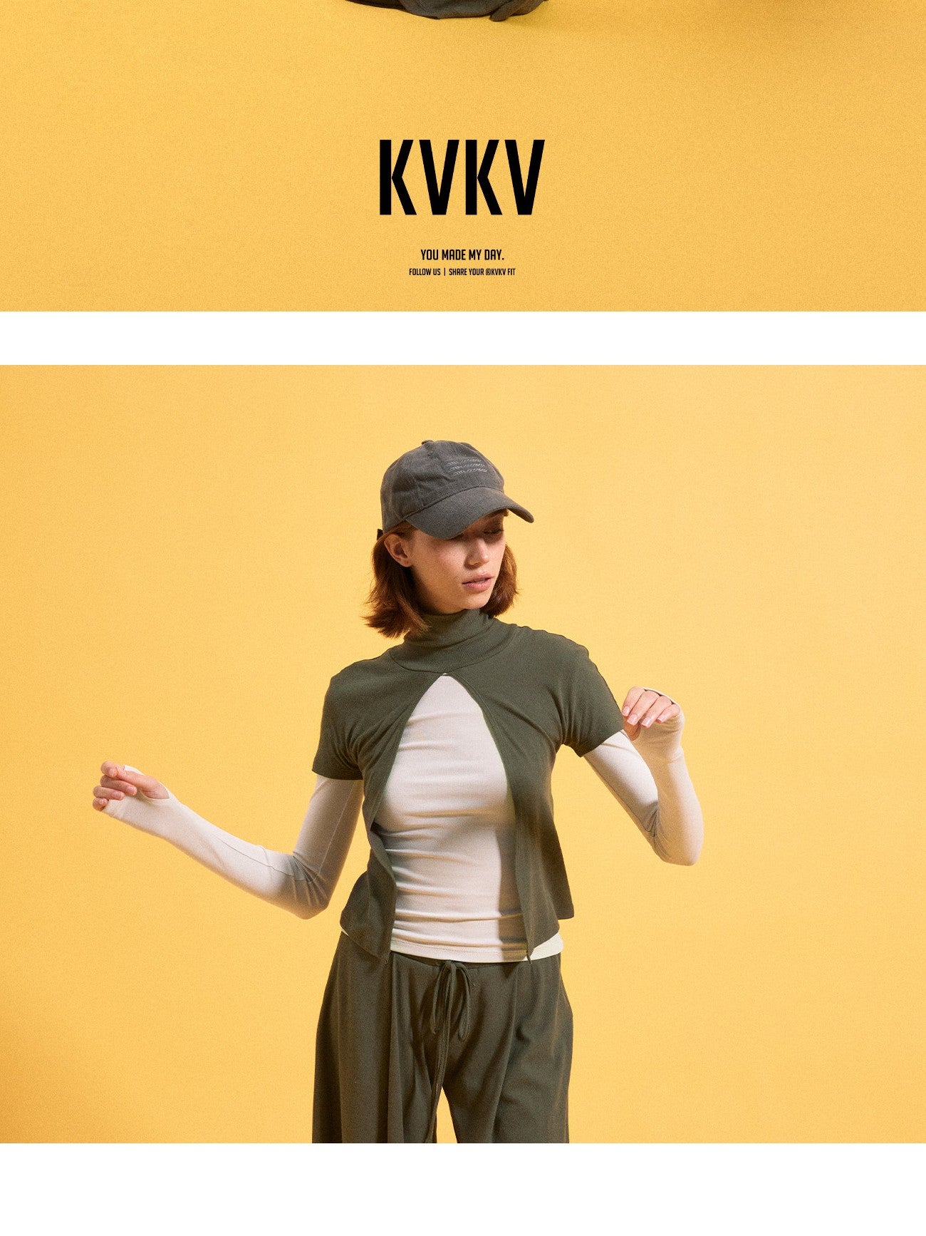 kvkv Oak Green Spliced Sleeve Mock Neck Women&